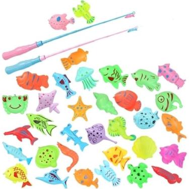 Imagem de Kit Pega Peixe Brinquedo Vara com Peixes E Acessórios