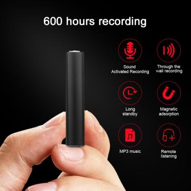 Imagem de Gravador de voz 600 horas ditaphone áudio som mini gravação ativada espiã escondido digital micro