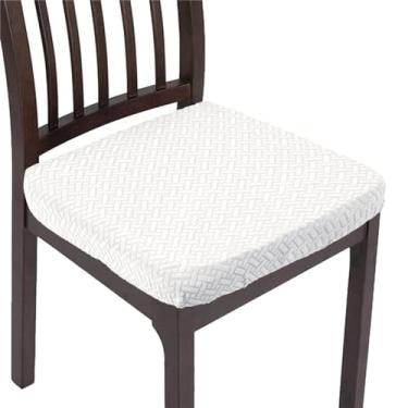 Imagem de 2 peças de capas para cadeiras de jantar jacquard Capa extensível para cadeira de jantar removível Capa elástica marítima Protetor para cadeira de jantar, capa de cadeira branca, 1 unidade