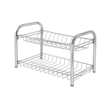 Imagem de Escorredor de Louça Duplo 12 Pratos Desmontável Cromado Organização Co