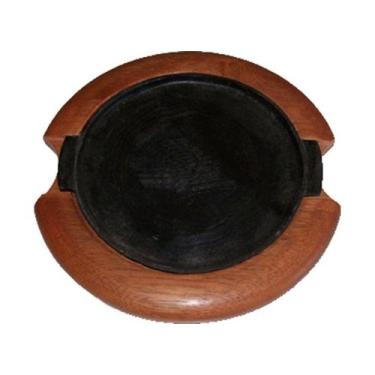 Imagem de Tábua de Madeira para Churrasco Redonda Chapa Alumínio 28 cm MS Madeir