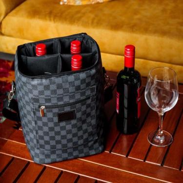 Imagem de Bolsa Para 4 Garrafas Porta Vinho Wine Bag Cooler Cerveja Gin Champanh