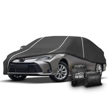 Imagem de Capa de carro impermeável com design de tira fluorescente para Toyota Corolla Sedan 2000-2024 para todos os climas, 6 camadas, capa completa para carro, estacionamento seguro à noite com bolsa de