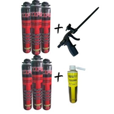 Imagem de Espuma Expansiva de Poliuretano 750ml/680gr - Kit 6 unid + Limpador + 