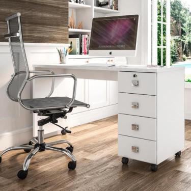 Imagem de Mesa Escrivaninha Computador Dubai 4 Gavetas Branco - Lukaliam