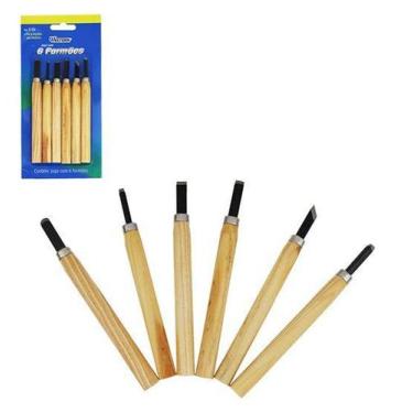 Imagem de Formao para entalhe de madeira artesanato com 6 pecas na cartela - WES