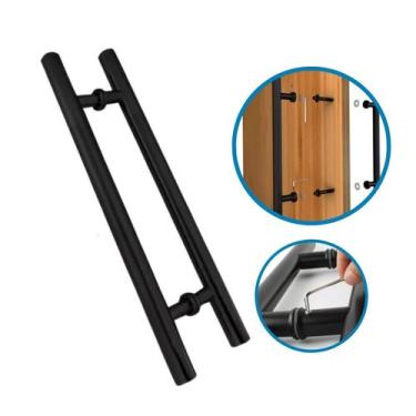 Imagem de Puxador H Tubular 40cm Inox Preto Fosco Porta Vidro Madeira - Mixso