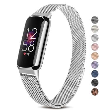 Imagem de Pulseira de metal para Fitbit Luxe para mulheres e homens, pulseiras de substituição de aço inoxidável ajustáveis para Fitbit Luxe/Luxe edição especial rastreador fitness (prata)