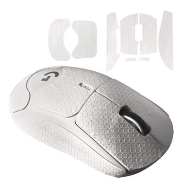 Imagem de yiodelu Fita adesiva de mouse à prova de suor para Logitech G Pro X Superlight 2 skin antiderrapante para G Pro Superlight 2 adesivos design pré-cortado (branco)