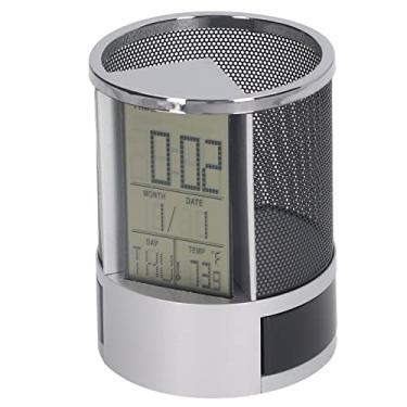 Imagem de Titular de Caneta de Despertador Digital Pen do Calendário Perpétuo Multifuncional Relógio Eletrônico Preto