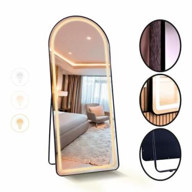 Imagem de Espelho Base Reta 170X70 Com LED + Suporte de Chão PRETO - LOPAZZI