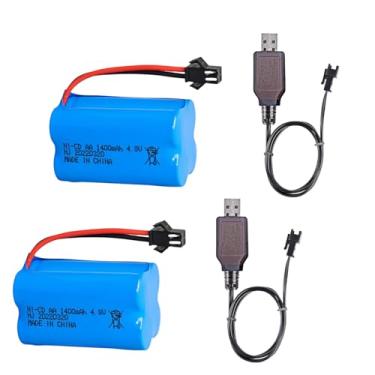 Imagem de Itexkun 2 peças 4,8v 1400mah SM-2P Ni-Cd bateria recarregável com 2 x cabos USB para HY800 F1 F3 RC Boat e RC Bus RC School Bus Bateria