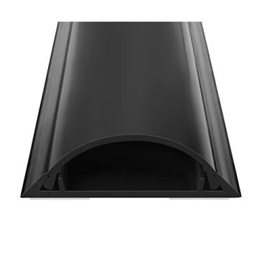 Imagem de Piso de cobertura de cabo de 172,7 cm, cobertura de cabo de piso de grande capacidade, piso oculto de cabo de PVC rígido, capa de fio de piso para piso de gerenciamento de cabos, capa de piso de cabo preta, 10 cm x 3,5 cm, cavidade do cabo - 4,5 cm (L) x 1,5 cm (A)