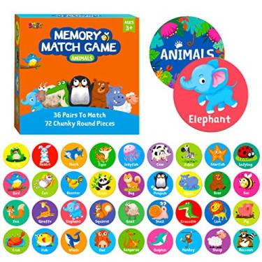 Imagem de SpriteGru Memory Matching Game, 72 PCS Animal Matching Cards for Toddlers 36 Pairs Memory Cards for Preschool 4 5 6 Years Old