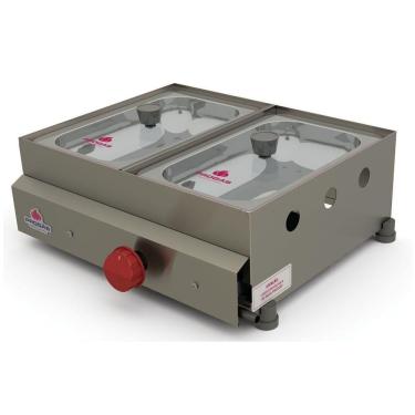 Imagem de Molheira 2 Cubas A Gás Progás Com Visor De Vidro Pr-02g