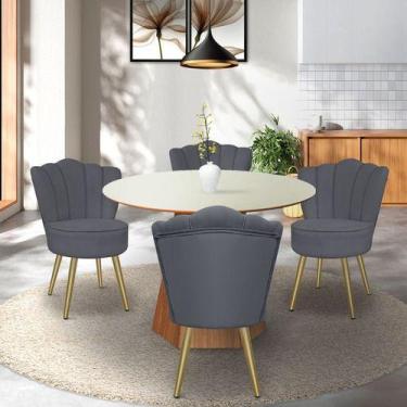 Imagem de Kit 4 Cadeiras De Jantar Pétala Com Pés Em Aço Dourado - Bz Home Decor