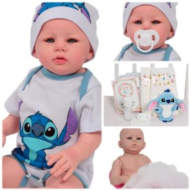 Imagem de Boneca Reborn Abigail Realista Olhos Claros Kit Acessórios - Cegonha R