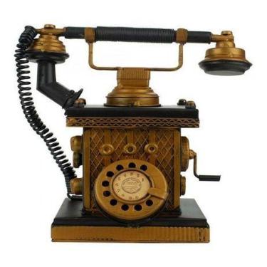 Imagem de Telefone Preto Antigo Cofrinho 23x12.5x23cm Estilo Vintage - Skin Zabo