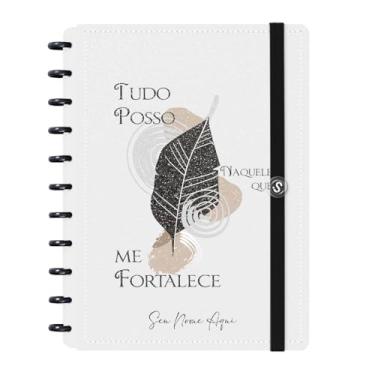 Imagem de Caderno de Disco Inteligente Personalizado Iscool G Minimalista Art Leaves Branco