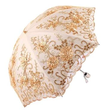 Imagem de Guarda-chuva Honeystore Vintage Lace UV com proteção solar amarela