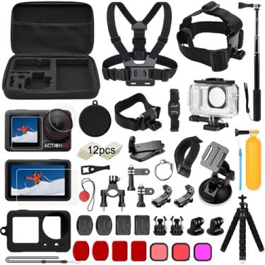 Imagem de Kit de acessórios para DJI Osmo Action 5 Pro/4/3 preto, capa protetora à prova d'água SGIP para suporte de bicicleta, bastão de selfie, conjunto de acessórios