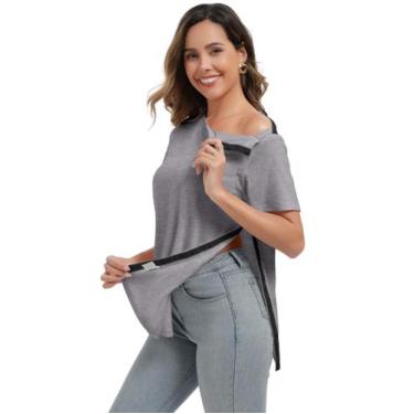 Imagem de Camisa pós-cirurgia de ombro Deyeek para mulheres cinza claro