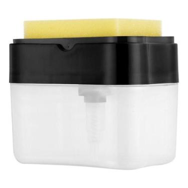 Imagem de Porta Detergente Dispenser Sabão 2 Em 1 Para Pia Cozinha Preto - YAAY