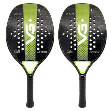 Imagem de Kit Com 2 Raquetes De Beach Tennis Classic Full Carbon Verde Vg Plus