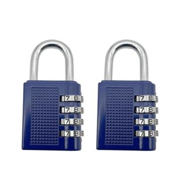 Imagem de Cadeado de combinação de 4 dígitos, fechaduras de segurança azuis à prova d'água para armários de academia, portas, caixas de ferramentas, pacote com 2