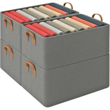 Imagem de Kit 4 Cestos Organizadores Multiuso – Grandes, Reforçados e com Alça | Capacidade de 25 Litros | Caixa Organizadora Impermeável e Lavável para Armário, Guarda-Roupa, Banheiro e Cozinha