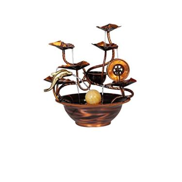 Imagem de XFNVXC Fonte decorativa interna de mesa Fonte de água de mesa Fonte de água de cobre Rockery Fonte de água para casa sala de estar Ornamento de mesa Fonte Rockery Casa
