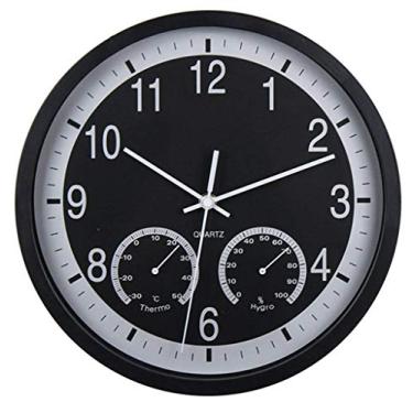 Imagem de EHVYBDX Relógio de parede, relógio de parede ao ar livre, relógio de parede retrô grande de 30 cm com ornamentos de jardim de temperatura e umidade para jardim/pátio/quintal/casa