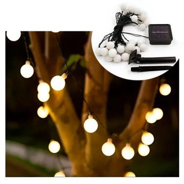 Imagem de Pisca Cordão Natalino Solar Jardim 20 Bolinhas Amarelo De 5m