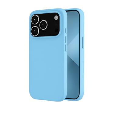 Imagem de Capa Capinha Case Premium Compatível Com iPhone 17 Pro Max Aveludada Anti Impacto Reforçada Silicone Emborrachado Com Proteção De Câmera (AZUL PISCINA)