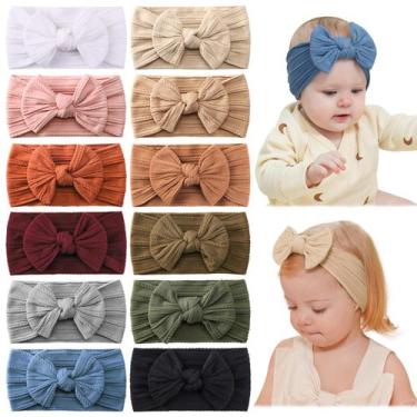 Imagem de Faixa de cabelo Jollybows, 12 peças, bandanas de nylon para bebês, laç