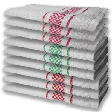 Imagem de 9 Panos De Prato Atoalhado Felpudo Verde Rosa e Vermelho