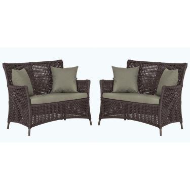 Imagem de 2 Sofás área Externa Igapó Alumínio Marrom Corda Náutica E8 Marrom