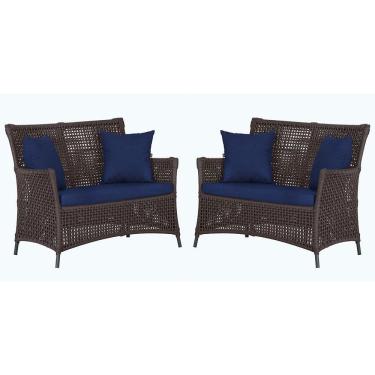 Imagem de 2 Sofás área Externa Igapó Alumínio Preta Corda Náutica E10 Marrom