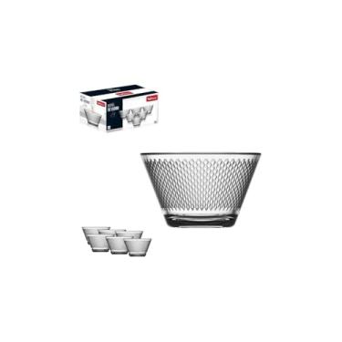 Imagem de Conjunto de 6 Bowls em Vidro, Design Zig, 300ml, 10,5cm x 6,5cm, Transparente, para Saladas, Sobremesas e Petiscos