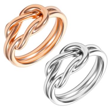 Imagem de Tucnoeu 2 peças de anel de lenço de seda com nó em camadas para mulheres, nó infinito amor linha dupla ouro prata cachecol clipe de metal cachecol fivela deslizante cachecóis acessórios vestido joias