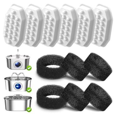Imagem de 6 filtros de substituição para fonte de água automática para animais de estimação de 3,2 L/3061 g, acessórios de filtro de fonte de gato para água potável limpa