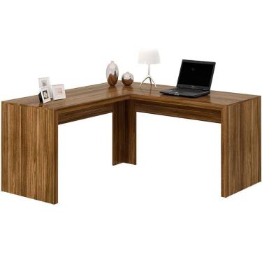 Imagem de Mesa De Canto Para Escritório Em L Angular Mdp Nogal