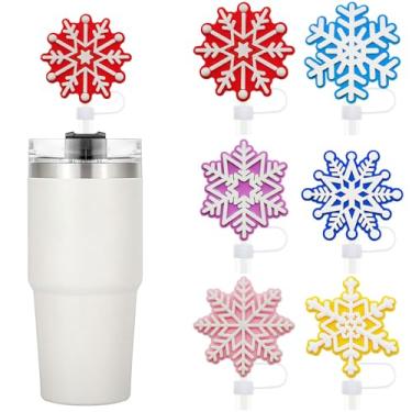 Imagem de HATOTO Capas de palha Stanley de Natal para Stanley Cup, topo de palha de floco de neve de inverno para Stanley, topo de silicone de grau alimentício de desenho animado, tampa de palha reutilizável de