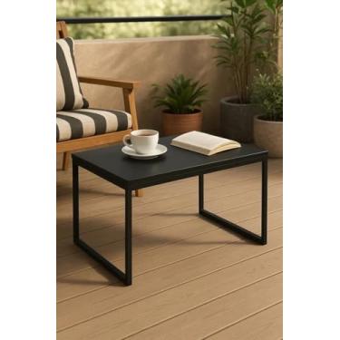 Imagem de Mesa de Centro Industrial, Metal Preto, 60x35x40 cm, Estilo Moderno para Sala