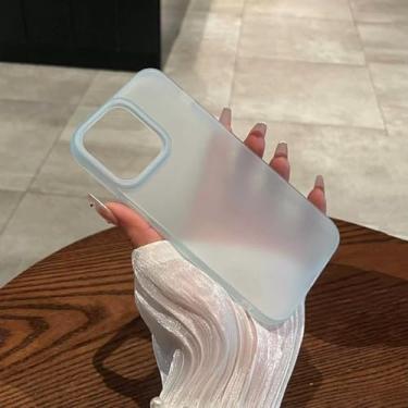 Imagem de HTVJFX Capa de silicone macia, transparente e fosca, à prova de choque, para iPhone 14 Plus (cor de doce) (para iPhone 14 Plus/azul)