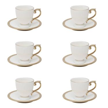 Imagem de Conjunto 06 Xícaras de Cafezinho de Porcelana Paddy Branco 90ml Wolff