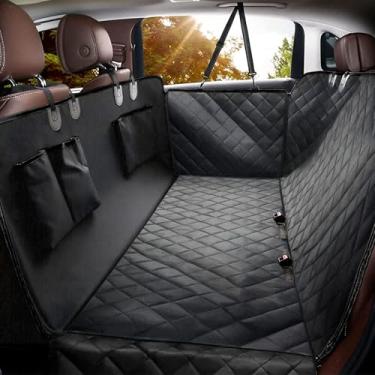 Imagem de Elouta Capa de assento de carro de cachorro para banco traseiro, capa de assento antiderrapante 100% à prova d'água, à prova de arranhões, rede macia para cães 600D para carros, caminhões e SUVs