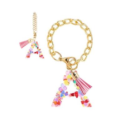 Imagem de Berloque de letras para Stanley Cup, 1 peça, pingente de chaveiro fofo com inicial para Stanley Tumbler para mulheres