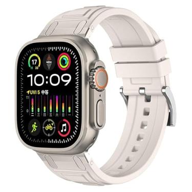 Imagem de MGTCAR Pulseira de borracha para Apple Watch Ultra 2 de 49 mm, 45 mm, 44 mm, série 10, 9, 8, 7, 6, 5, 4, 3, 2 e 1 SE, com conector de metal S10 de 46 mm e 42 mm, 38/40/41mm, Ágata