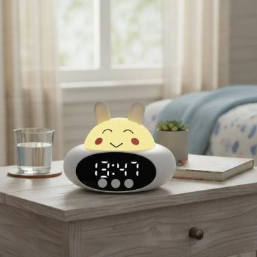 Imagem de Despertador Infantil Coelho Bluetooth Luz Noturna 7 Cores